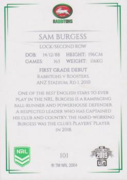 2019 NRL Elite #101 Sam Burgess Back